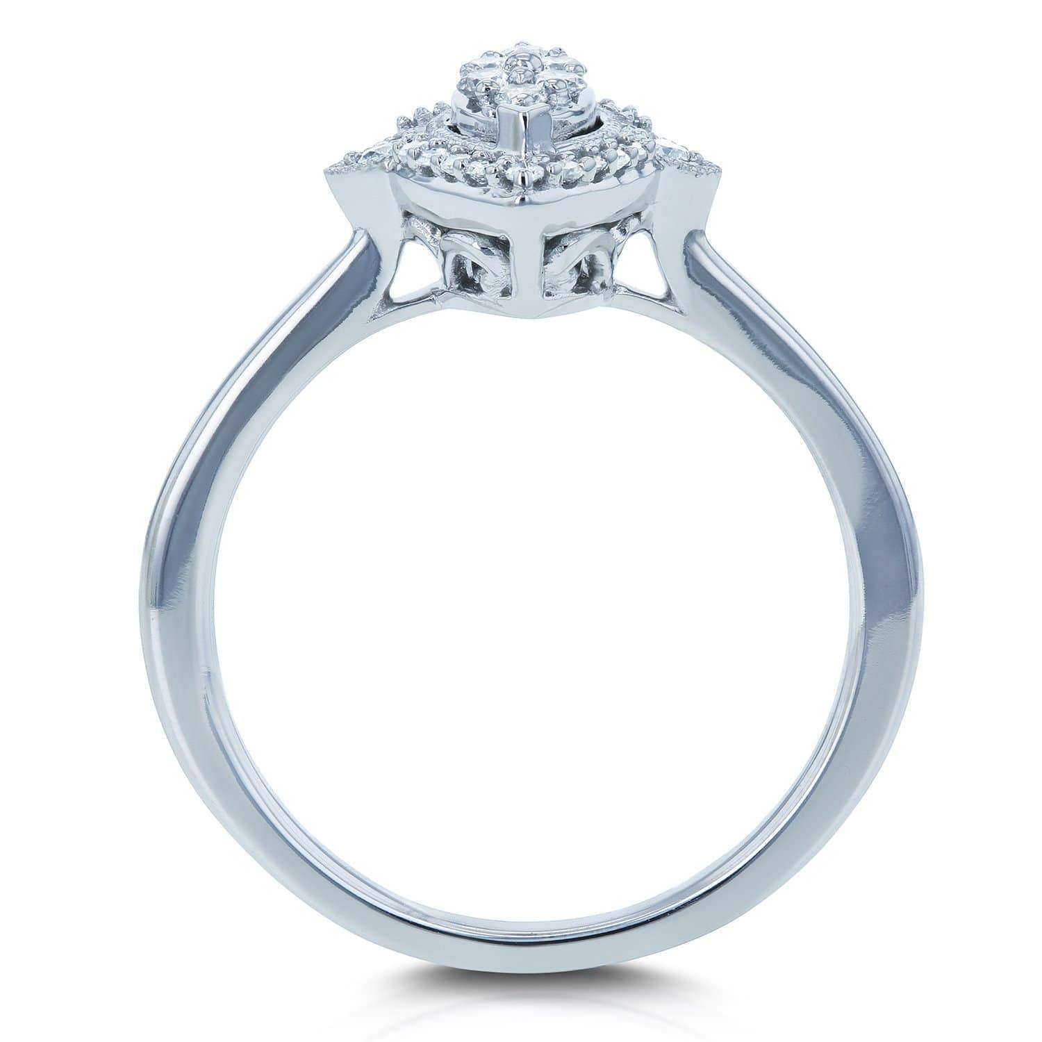 Kobelli Marquise Shaped Cluster Diamond Ring 1/6 CTW 10k White Gold