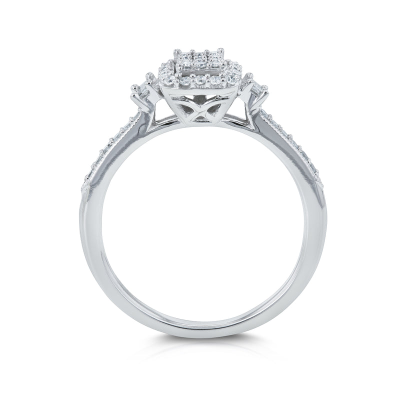 Rectangular Cluster Diamond Promise Ring