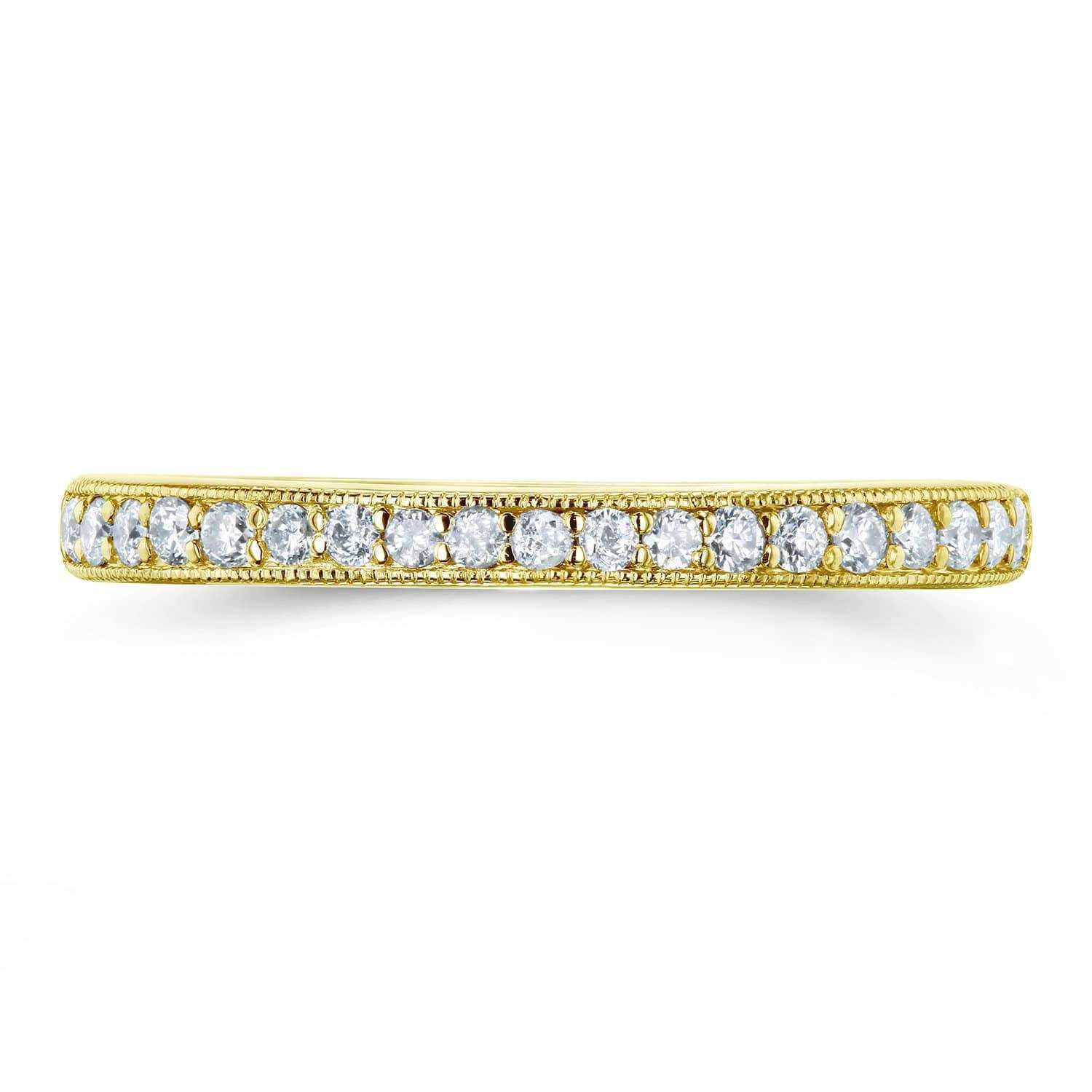 Kobelli Diamond Pave-set Milgrain Square Shank Wedding Band 1/5 CTW 14k Yellow Gold