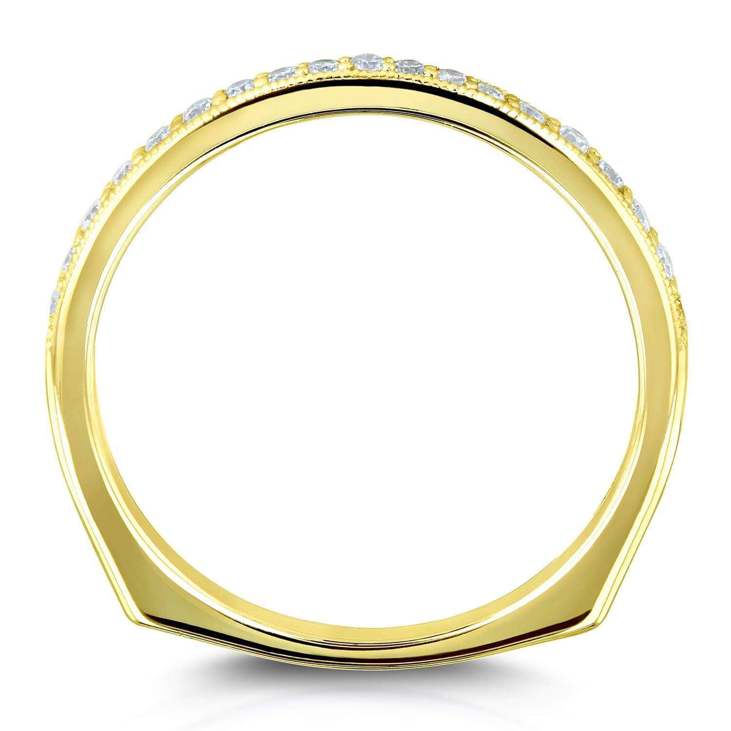 Kobelli Diamond Pave-set Milgrain Square Shank Wedding Band 1/5 CTW 14k Yellow Gold