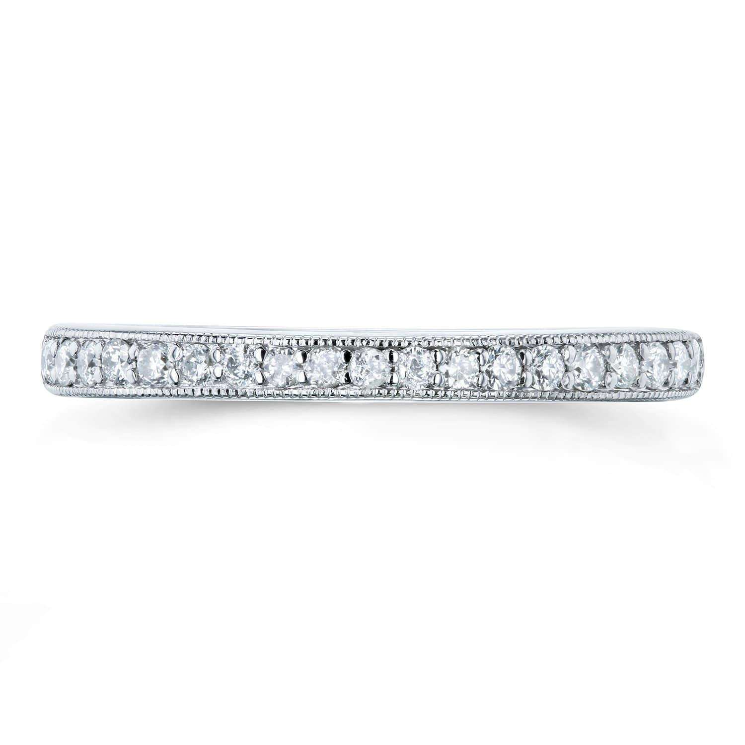 Kobelli Diamond Pave-set Milgrain Square Shank Wedding Band 1/5 CTW 14k White Gold