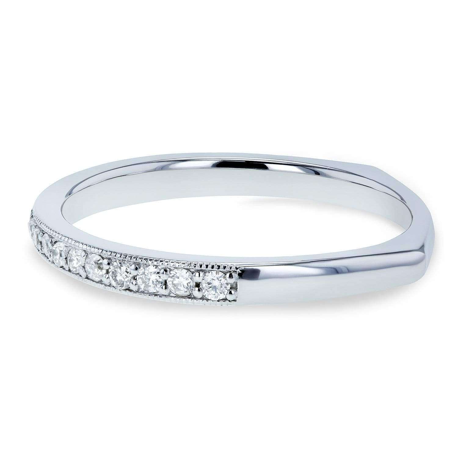 Kobelli Diamond Pave-set Milgrain Square Shank Wedding Band 1/5 CTW 14k White Gold