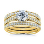 Kobelli Round Diamond Square European Shank Vintage Trellis Bridal Set 1 3/5 CTW 14k Yellow Gold, 3 Piece