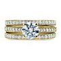 Kobelli Round Diamond Square European Shank Vintage Trellis Bridal Set 1 3/5 CTW 14k Yellow Gold, 3 Piece