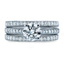 Kobelli Round Diamond Square European Shank Vintage Trellis Bridal Set 1 3/5 CTW 14k White Gold, 3 Piece