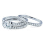 Kobelli Round Diamond Square European Shank Vintage Trellis Bridal Set 1 3/5 CTW 14k White Gold, 3 Piece