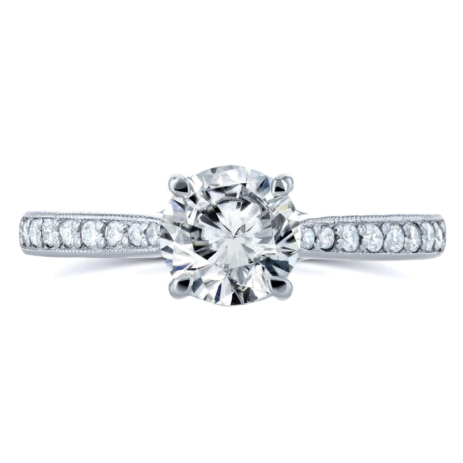 Kobelli Diamond Vintage Trellis Engagement Ring 1 1/5 CTW 14k White Gold