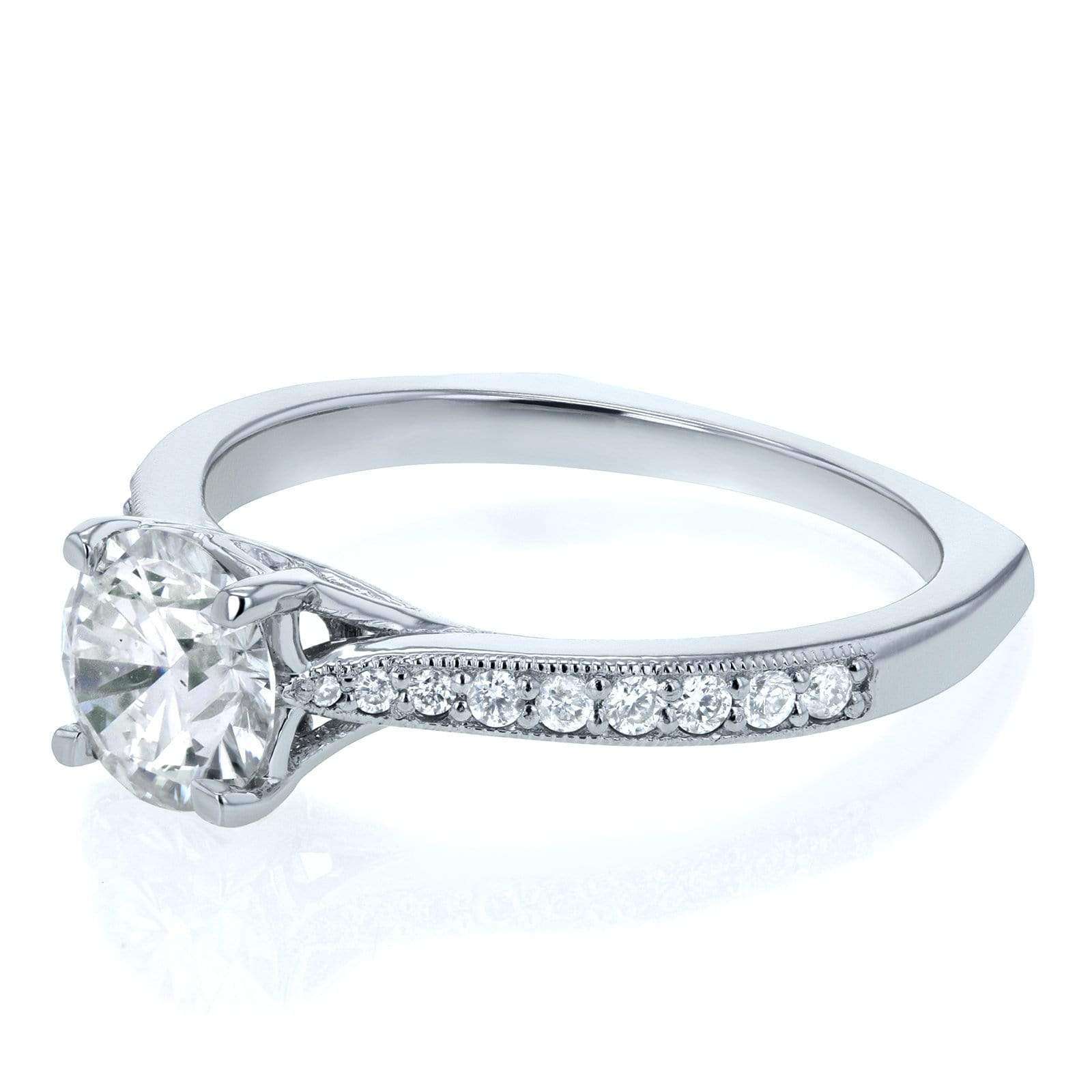 Kobelli Diamond Vintage Trellis Engagement Ring 1 1/5 CTW 14k White Gold