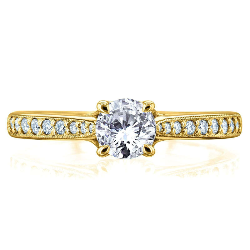 Kobelli Round Diamond Square Shank Trellis Engagement Ring 5/8 CTW 14k Yellow Gold (HI, I1-I2)