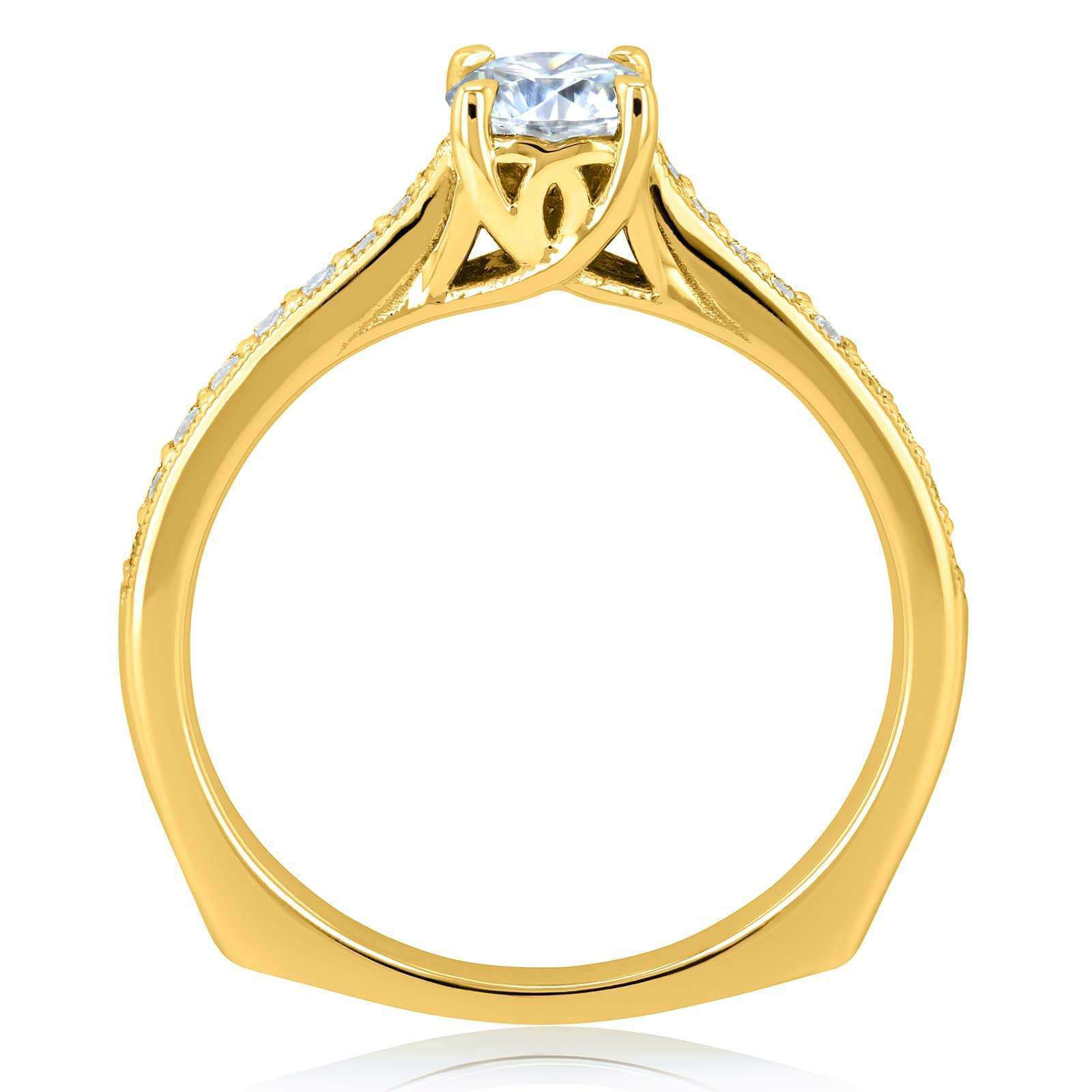 Kobelli Round Diamond Square Shank Trellis Engagement Ring 5/8 CTW 14k Yellow Gold (HI, I1-I2)