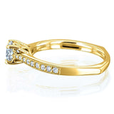 Anel de noivado de treliça de haste quadrada com diamante redondo Kobelli 5/8 ctw ouro amarelo 14k (oi, i1-i2)