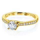 Kobelli rund diamant med kvadratisk skaft trellis förlovningsring 5/8 ctw 14k gult guld (hi, i1-i2)