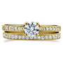 Kobelli Round Diamond Square European Shank Vintage Trellis 2 Piece Bridal Set 7/8 CTW 14k Yellow Gold