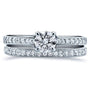 Kobelli Round Diamond Square European Shank Vintage Trellis 2 Piece Bridal Set 7/8 CTW 14k White Gold