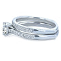 Kobelli Round Diamond Square European Shank Vintage Trellis 2 Piece Bridal Set 7/8 CTW 14k White Gold