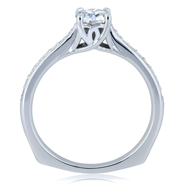Kobelli Round Diamond Square Shank Trellis Engagement Ring 5/8 CTW 14k White Gold (HI, I1-I2)