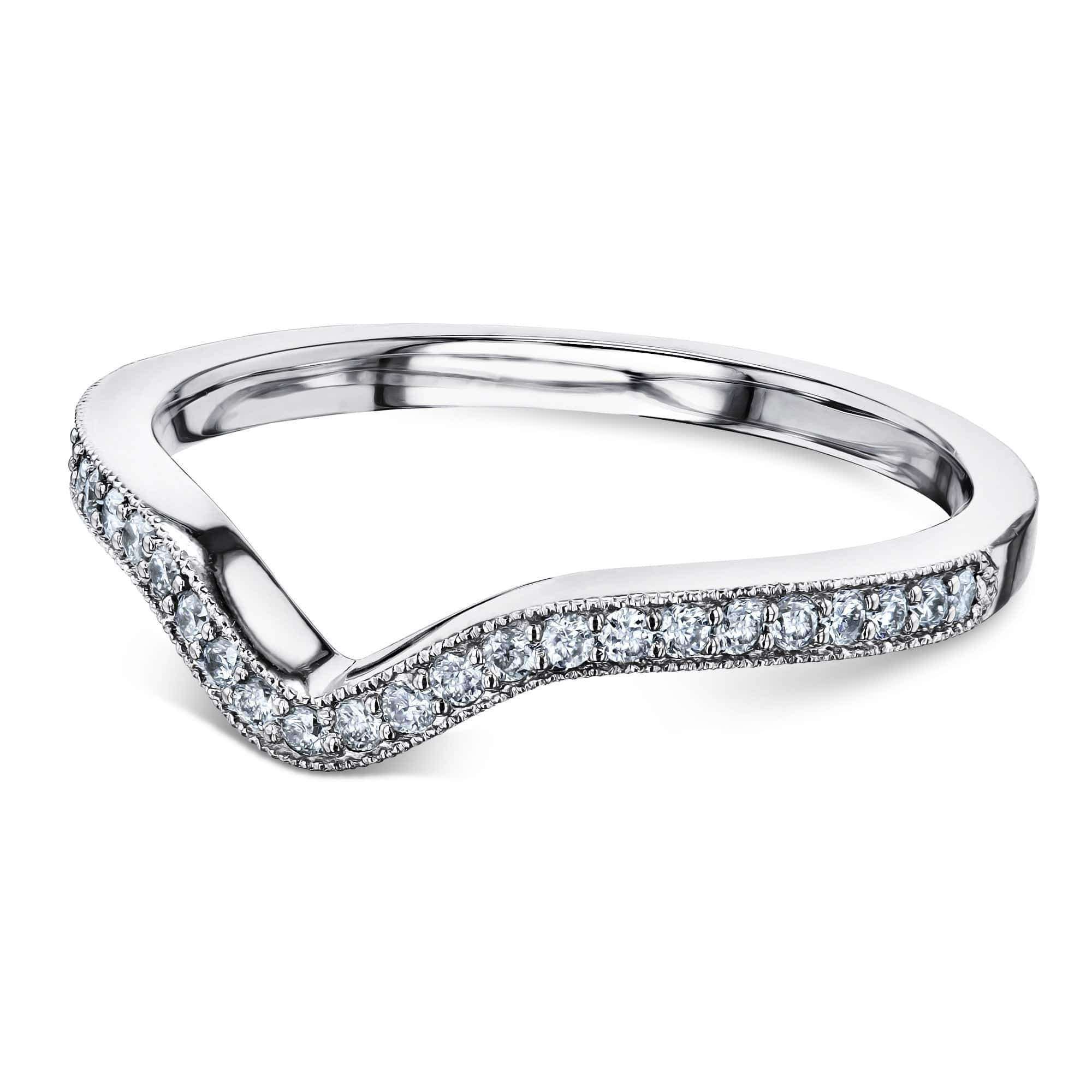 Kobelli Notched Curve Vintage Diamond Wedding Band 14k White Gold