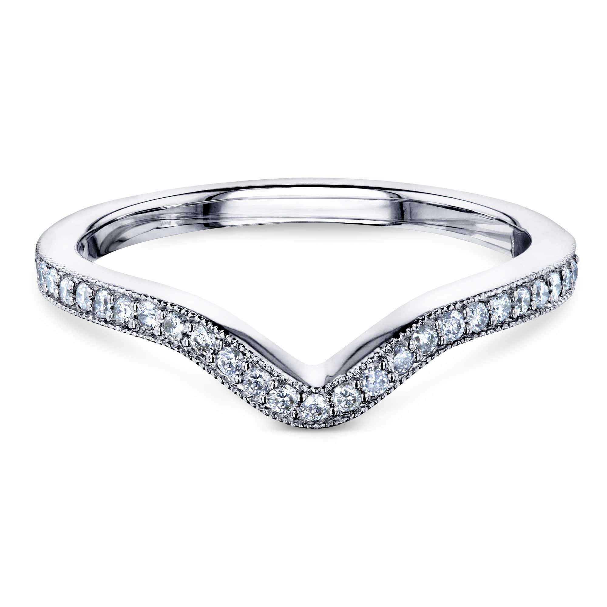 Kobelli Notched Curve Vintage Diamond Wedding Band 14k White Gold