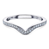 Aliança de casamento com diamante vintage com curva entalhada Kobelli, ouro branco 14k