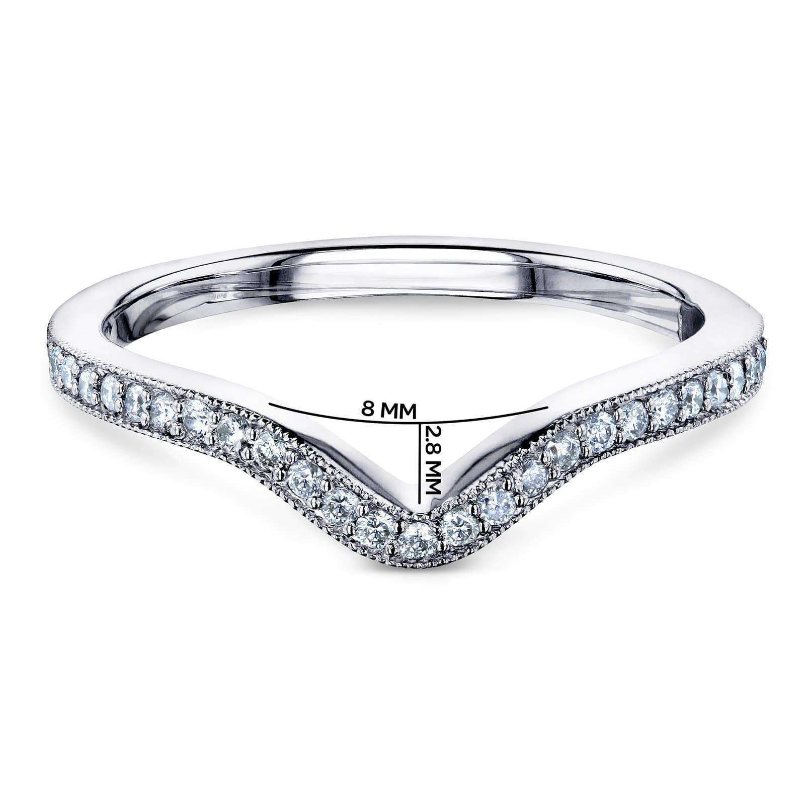 Kobelli Notched Curve Vintage Diamond Wedding Band 14k White Gold