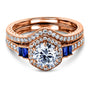 Kobelli Hexagon Halo Sapphire and Diamond Bridal Set 14k Gold (1 3/4 CTW)