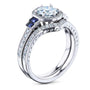 Kobelli Hexagon Halo Sapphire and Diamond Bridal Set 14k Gold (1 3/4 CTW)