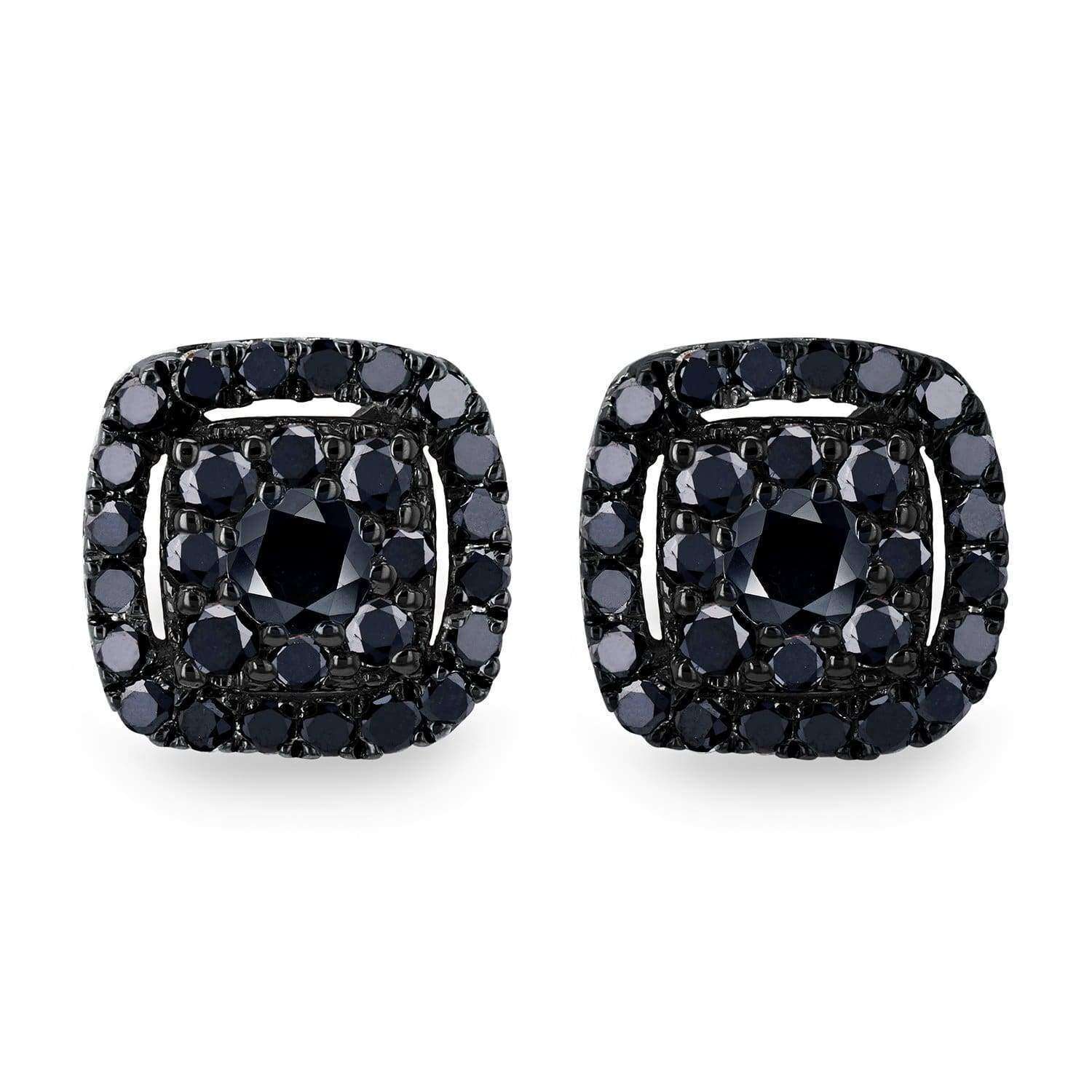 Kobelli Black Diamond Halo Stud Earrings 1/3 CTW 14k Black and Rose Gold 62454BKBK-R