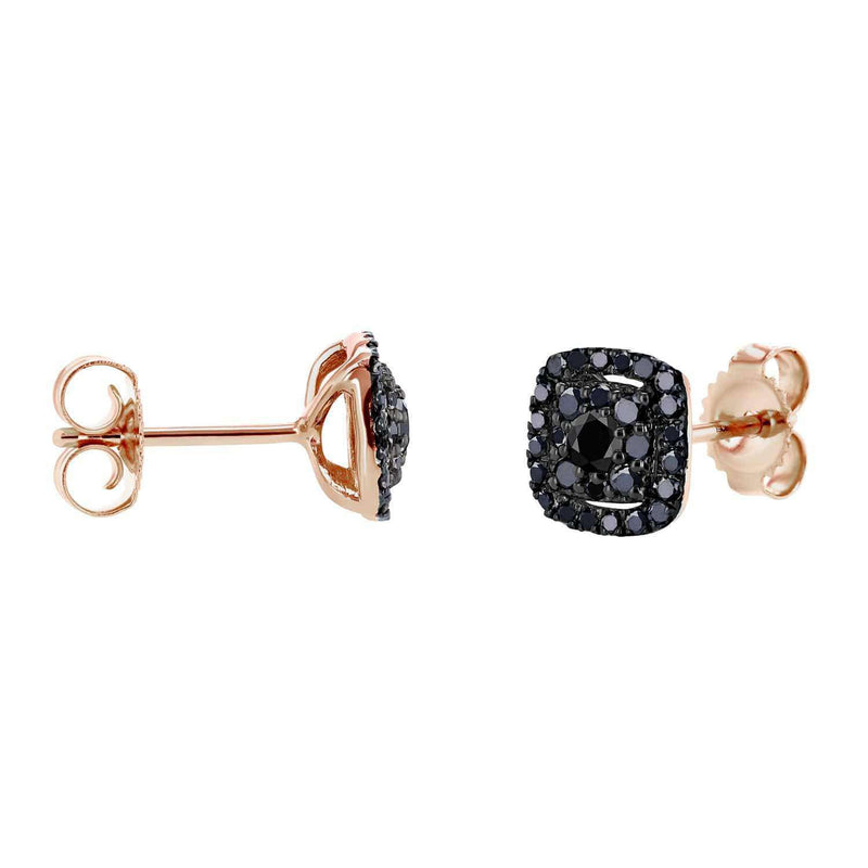 Kobelli Black Diamond Halo Stud Earrings 1/3 CTW 14k Black and Rose Gold 62454BKBK-R