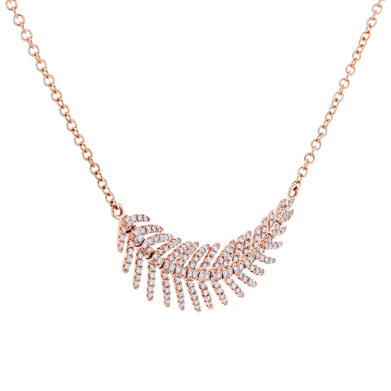 Mini Feather Diamond Pendant in 14k White Gold