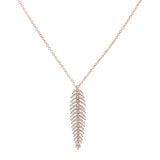 Kobelli Diamond Dangle Feather Necklace 2/5 CTW 14k Rose Gold 62457V-R