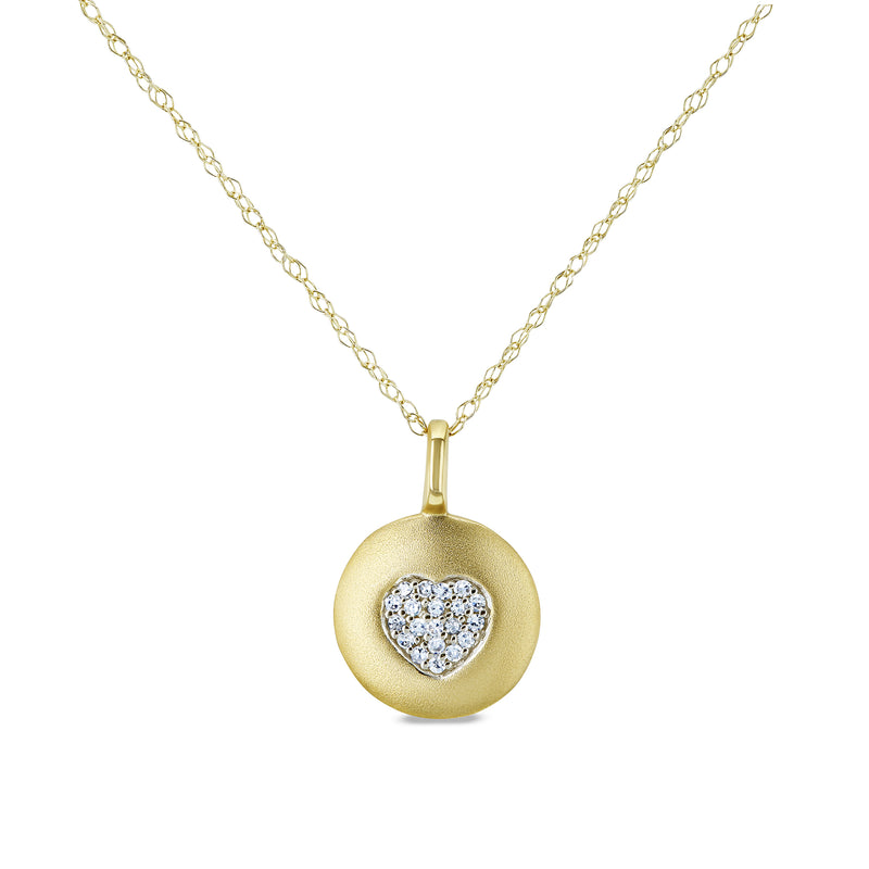 Hjärtmärkeshalsband med diamantaccent, 10 k gult guld, 18 tum