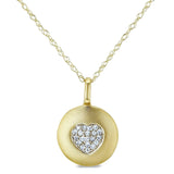 Kobelli halskæde med hjertemærke med diamantaccent, 10 karat gult guld, 18 tommer 62461