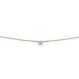 Kobelli hvid diamantbezel halskæde 1/6 karat, 14 karat rosa guld, justerbar 13 14 15 tommer 62464r-r