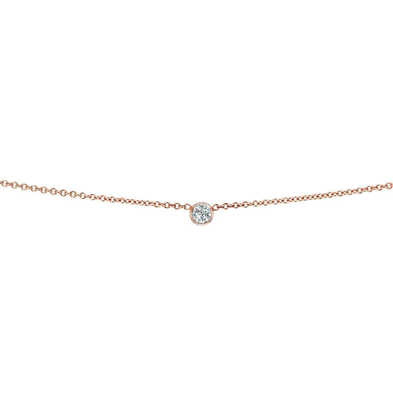Kobelli hvit diamantbezel halskjede 1/6 karat, 14k rosa gull, justerbar 13 14 15 tommer 62464r-r