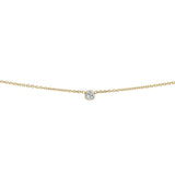 Kobelli White Diamond Bezel Necklace 1/6 Carat, 14k Yellow Gold, Adjustable 13 14 15 Inch 62464R-Y