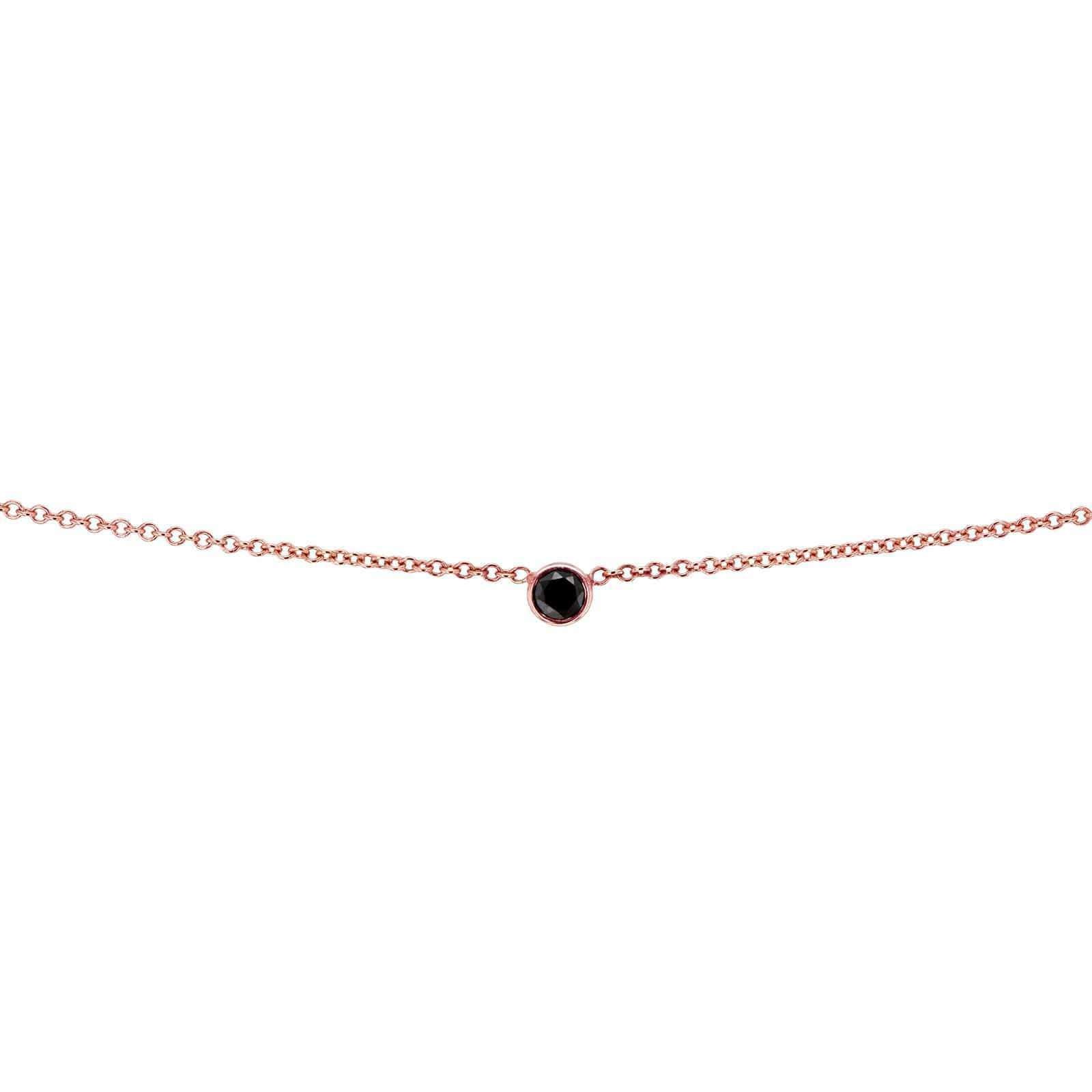 Kobelli Black Diamond Bezel Necklace 1/6 Carat, 14k Rose Gold, Adjustable 13 14 15 Inch 62464RBK-R
