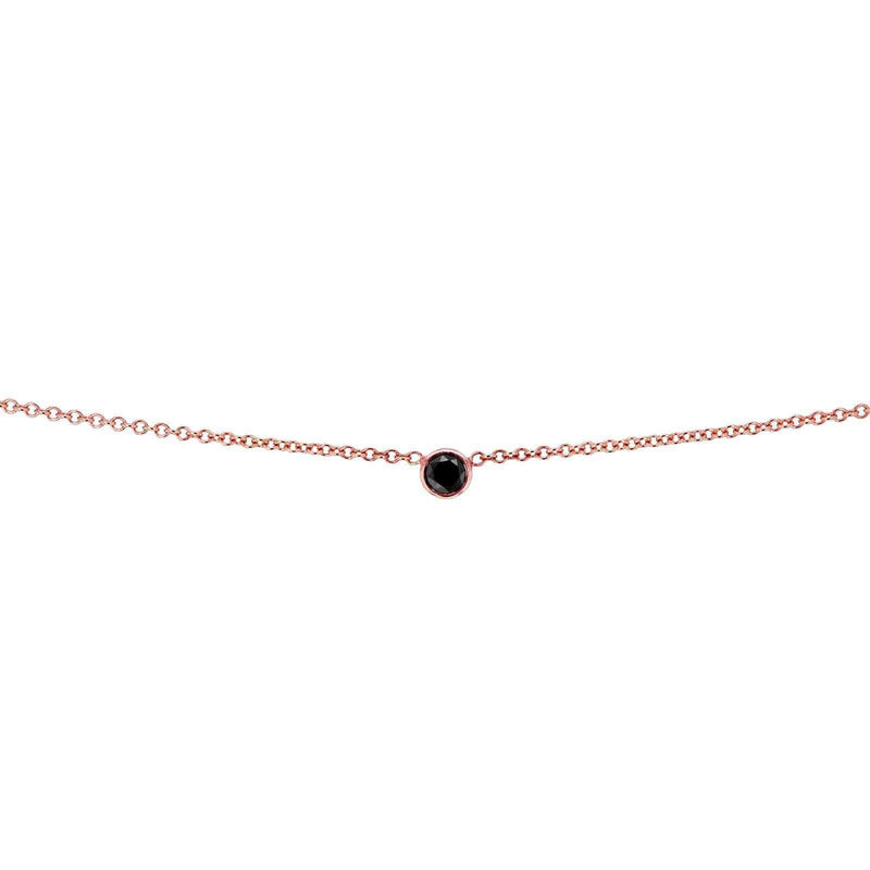 Kobelli-Halskette mit schwarzer Diamant-Lünette, 1/6 Karat, 14 Karat Roségold, verstellbar 13 14 15 Zoll 62464rbk-r