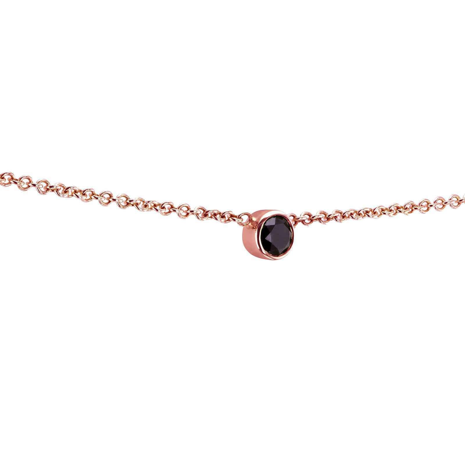 Kobelli Black Diamond Bezel Necklace 1/6 Carat, 14k Rose Gold, Adjustable 13 14 15 Inch 62464RBK-R