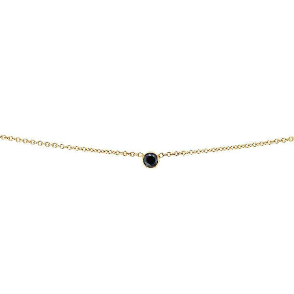 Kobelli Black Diamond Bezel Necklace 1/6 Carat, 14k Yellow Gold, Adjustable 13 14 15 Inch 62464RBK-Y