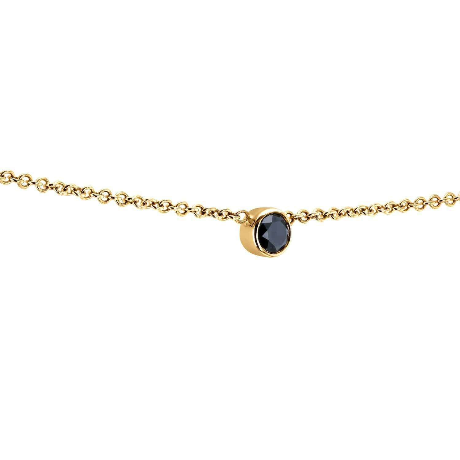 Kobelli Black Diamond Bezel Necklace 1/6 Carat, 14k Yellow Gold, Adjustable 13 14 15 Inch 62464RBK-Y