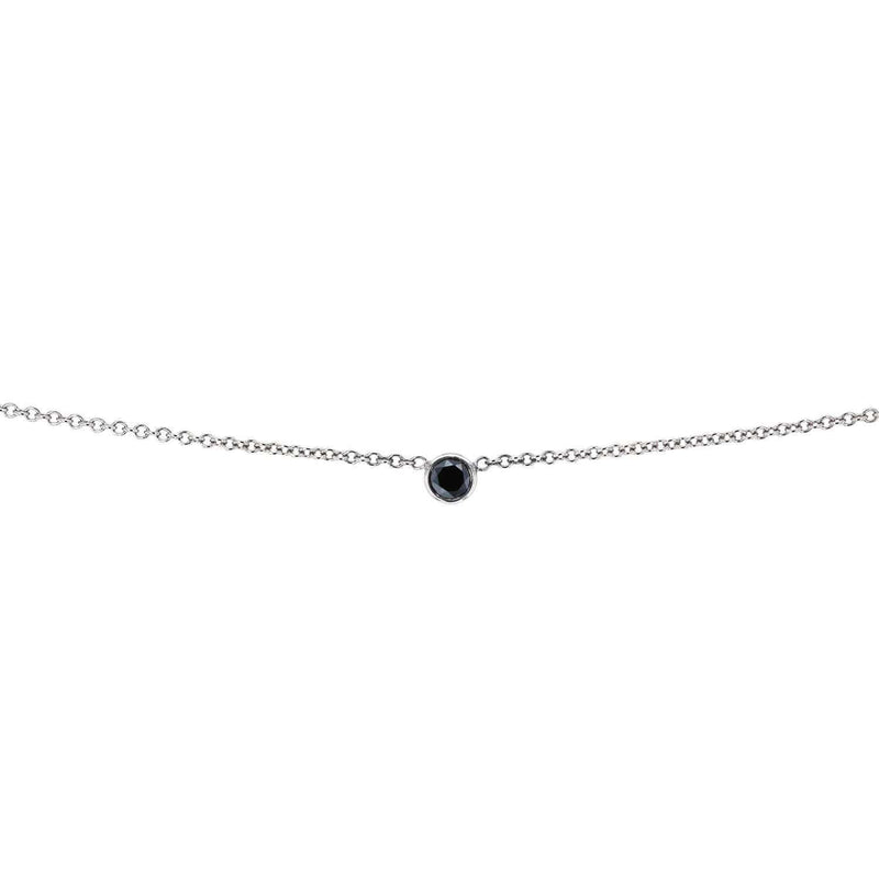 Kobelli-Halskette mit schwarzer Diamantlünette, 1/6 Karat, 14 Karat Weißgold, verstellbar 13 14 15 Zoll 62464rbk-w