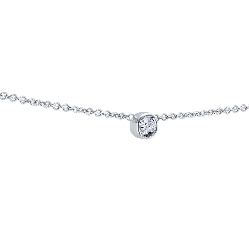 Kobelli White Diamond Bezel Necklace 1/6 Carat, 14k White Gold, Adjustable 13 14 15 Inch 62464R