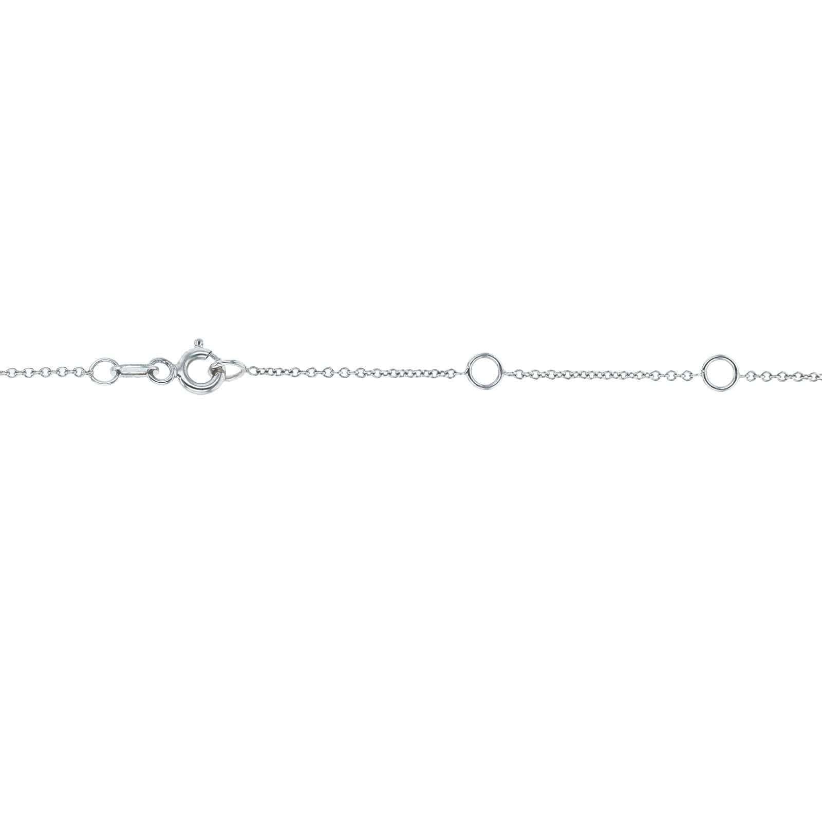 Kobelli White Diamond Bezel Necklace 1/6 Carat, 14k White Gold, Adjustable 13 14 15 Inch 62464R