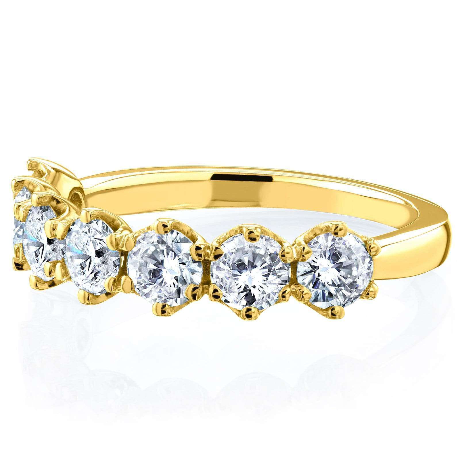 Kobelli 7-Stone Prong Set Diamond Ring 1 1/4 Carat TW in 14k Yellow Gold