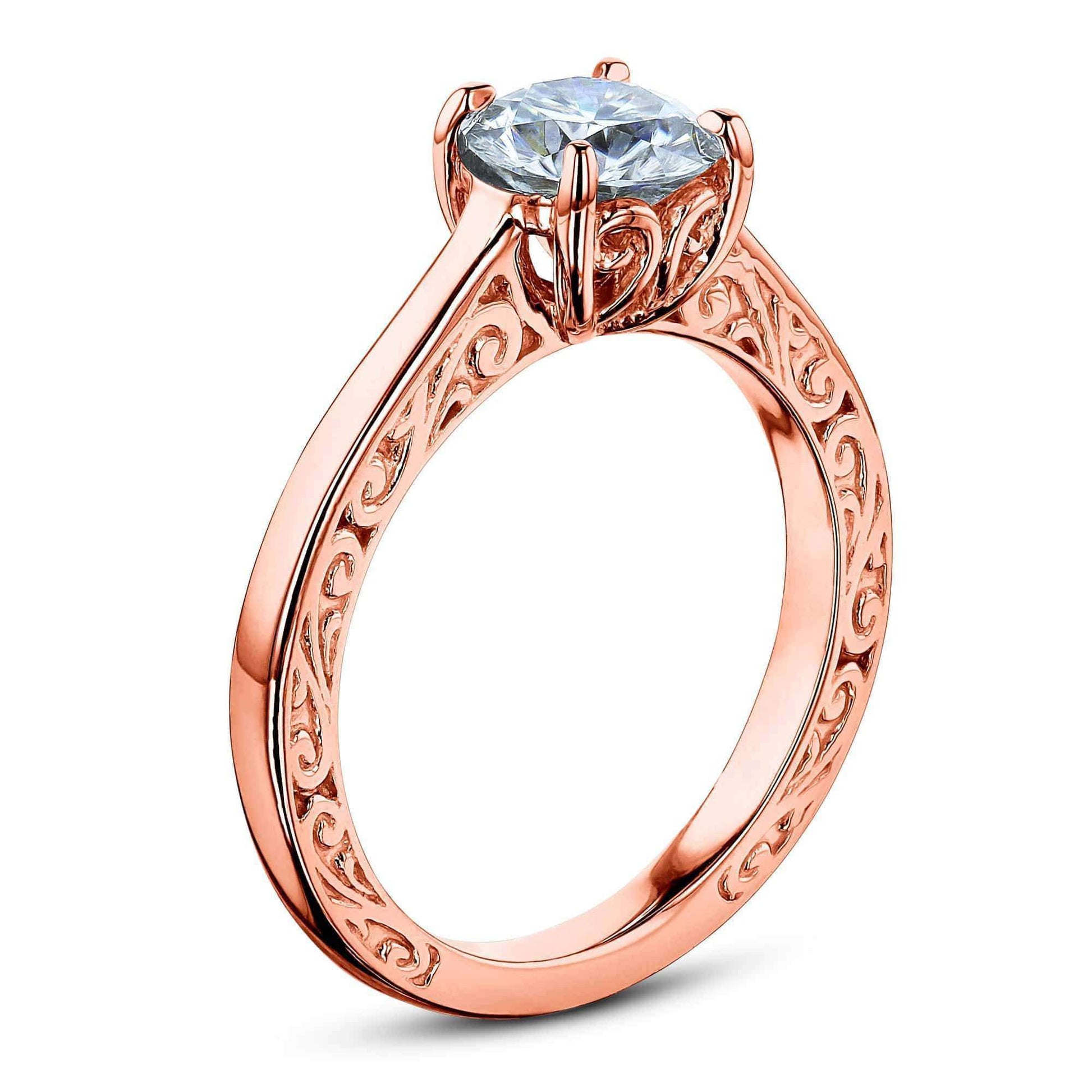 Kobelli 1ct Diamond Solitaire Filigree Engraved Ring