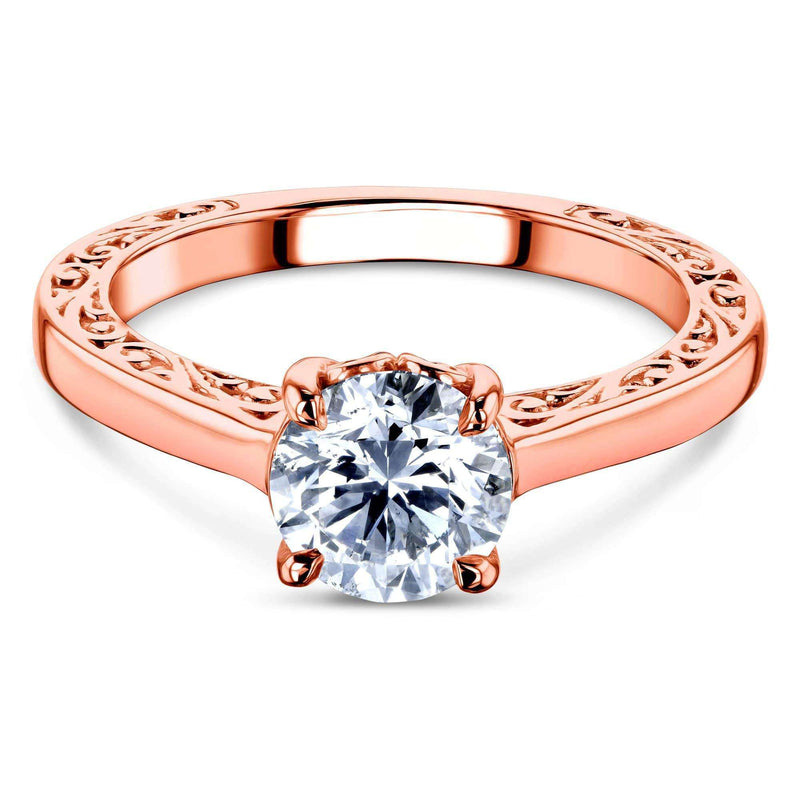 Kobelli 1ct Diamond Solitaire Filigree Engraved Ring