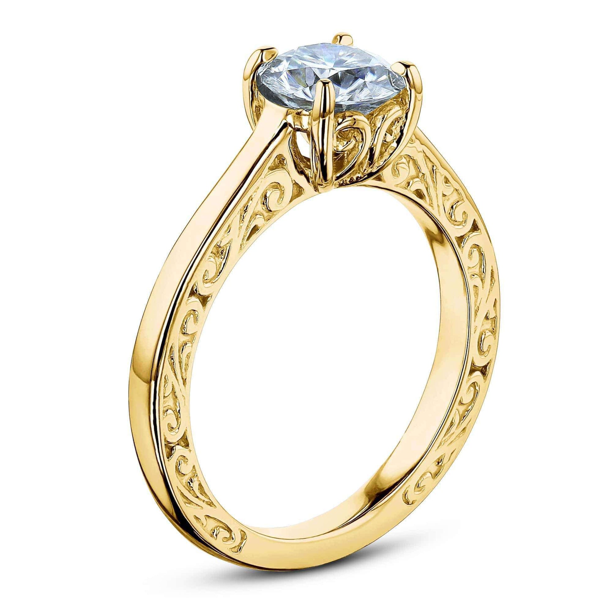Kobelli 1ct Diamond Solitaire Filigree Engraved Ring