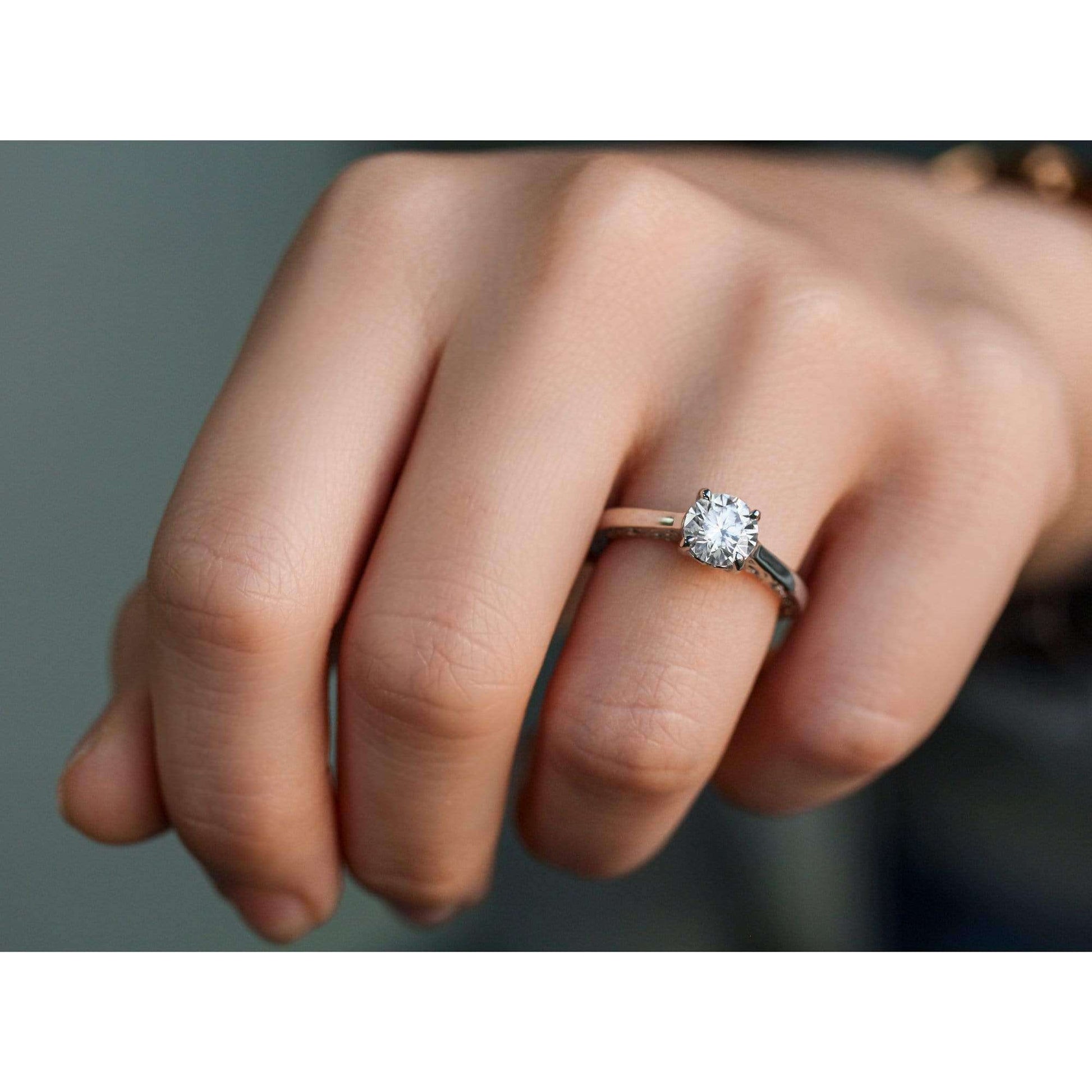 Kobelli 1ct Diamond Solitaire Filigree Engraved Ring