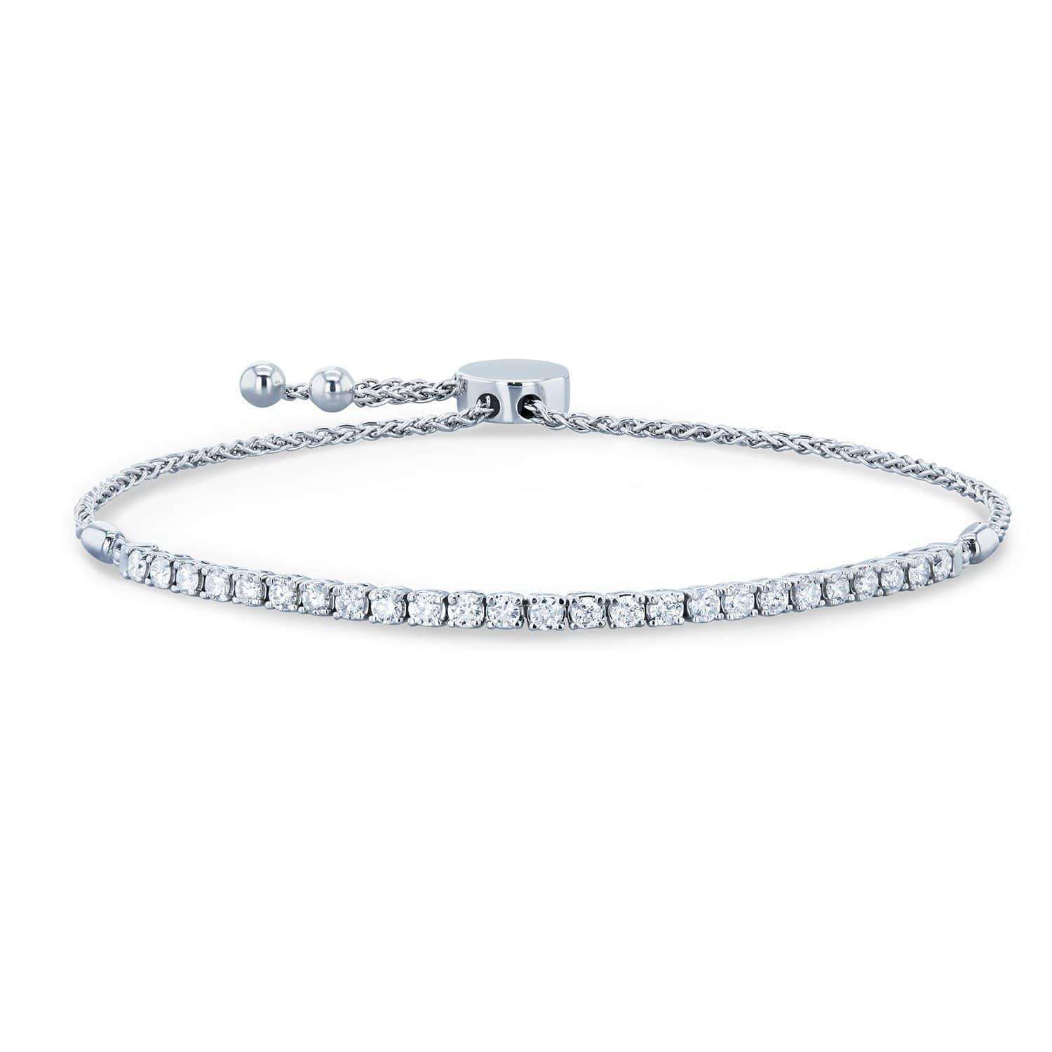 Kobelli Diamond Bolo Strand Bracelet 1 CTW 14k White Gold, Fully Adjustable Length, 9.75" Extended 62477-W