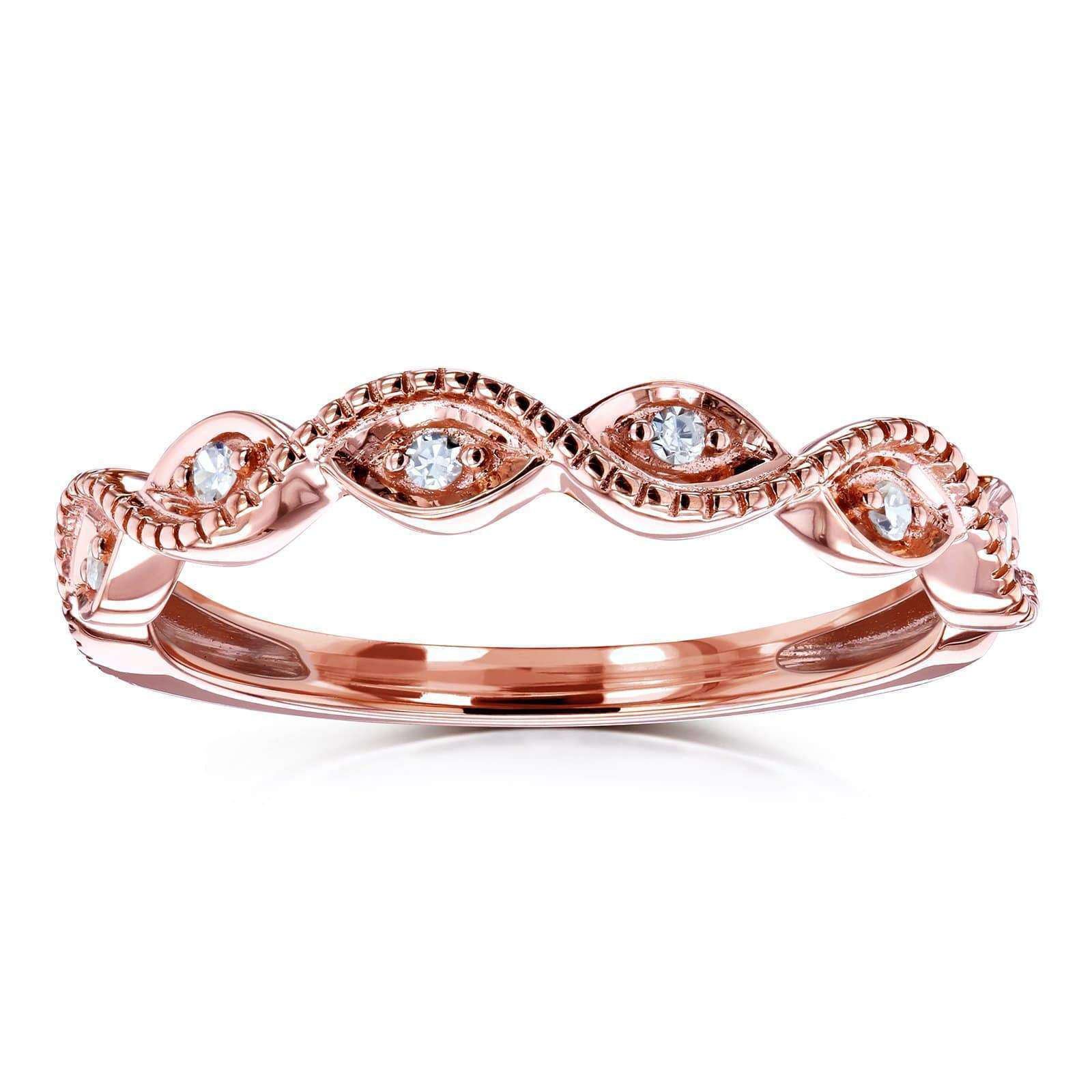 Accent Diamond Stackable Braided Fashion Ring in 10k Rose Gold